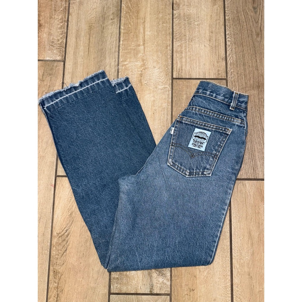 Vintage Levi Strauss High Waisted Blue Jeans Cropped‎ Distressed Hem Denim Pants